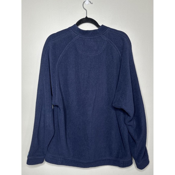Tommy Bahama Relax Fleece V-Neck  Medium Blue Deep Pile Elastic Bottom Vintage - Picture 7 of 15